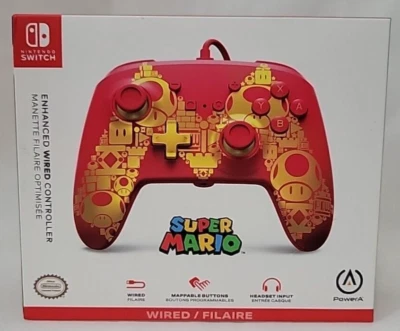 Nintendo Switch Enhanced Wired Controller Super Mario Theme Red w/ Golden M - Image 1 of 2