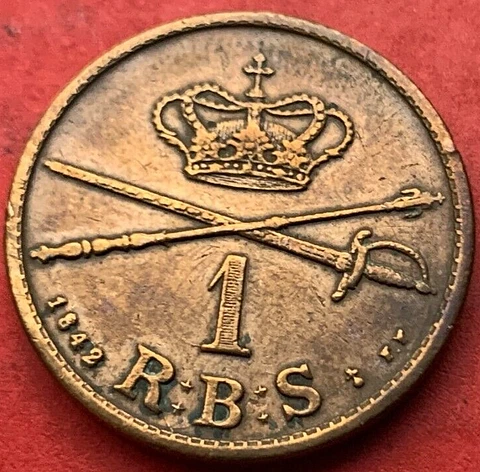 1842 Denmark 1 Rigsbankskilling Coin ( FF Mint )  1 Year Issue   #PT21 Cover