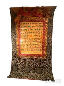 Thangka tibetische Heilkräuter traditioneller Seidenwandbehang 24" x 39" - Bild 1 von 10