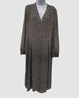 $175 Michael Kors Women&#39;s Black Button Down Midi Houndsthooth Shirtdress XL