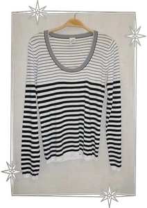 A -Superbe Pull Rayé Noir Blanc Jacqueline Riu Taille M - Imagen 1 de 5