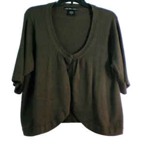 Womens Sweater 2X Chocolate Brown plus CROPPED United States snaps SS short - Picture 1 of 6