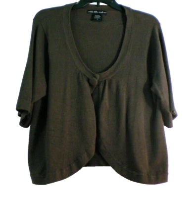 Womens Sweater 2X  Chocolate Brown  plus CROPPED United States snaps SS short - Image 1 of 4