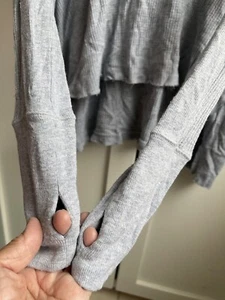 FREE PEOPLE GRAY SOFT COTTON EXTRA L/S THUMB HOLE HIPPIE TUNIC TOP S-L 168 - Picture 1 of 8