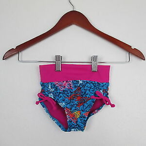 Lucky Brand Girls Pink Blue Butterflies Bathing Suit Bottom Size 2T NWOT