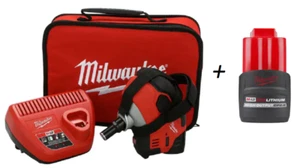 New Milwaukee M12 Lithium Ion Cordless Palm Nailer Kit 2458-21 & 2.5A/h Battery - Picture 1 of 6
