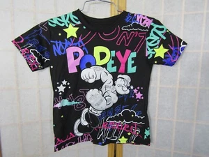 NIB Popeye Black Neon Cotton/Poly Short Sleeve Youth T-Shirt Size 4 - Picture 1 of 4
