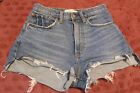 Abercrombie & Fitch Blue High Rise Denim Mom Shorts, Size 26  US 2