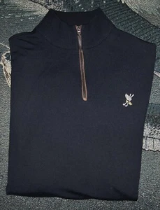 RALPH LAUREN Wool 1/4 Zip Pullover Sweater Shirt WINGED FOOT GOLF CLUB 2XL Navy - Picture 1 of 6