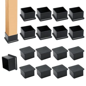 Suiwotin 12PCS Rubber Chair Leg Tips Caps 2 x 2 Square Rubber Covers Black - Picture 1 of 7