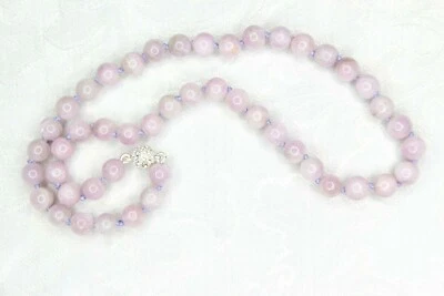 Collar de piedras preciosas púrpura kuncita 18" atado a mano seda anudada broche de estrás Foto 1 de 4