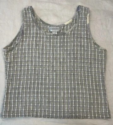Blusa sin mangas Dressbarn para mujer talla 22 gris/crema a cuadros Seersucker Foto 1 de 4