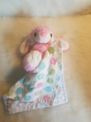 Dan Dee Plush Fuzzy Pink & White Lop Ear Bunny Blanket Security Lovey 6 Inches C - Image 1 of 4