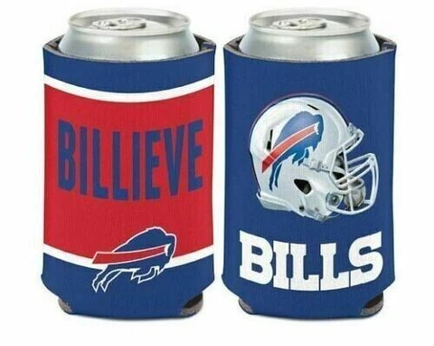 Buffalo Bills Slogan Design NFL Can Cooler " BILLIEVE " Cover