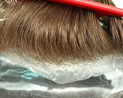 Peluca Toupee para hombres piel humana súper delgada para hombres de color 7 pulgadas x 9 pulgadas Foto 1 de 4