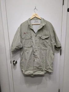 Columbia Fishing Short Sleeve Shirt Mens XXL Tan Pacific Whale Maui Vented - Picture 1 of 7