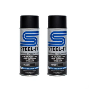 1012D STEEL-IT 2 pack 12oz Black Stainless Steel Polyurethane Aerosol Cans - Picture 1 of 1