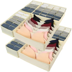 8 Pack Foldable Drawer Organizer Closet Storage Box Clothes Underwear Bra Sock - Picture 1 of 7