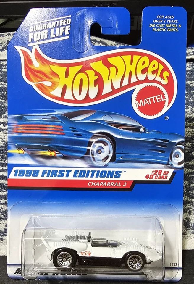 1998 Hot Wheels #669 First Editions 28/40 CHAPARRAL 2 White w/Chrome Lace Spokes - Image 1 of 1