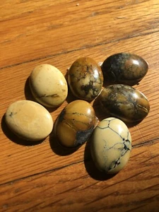 Estate Turquoise Cabochon 7 Stone Old Stock Spider Web Black Brown White - Picture 1 of 2