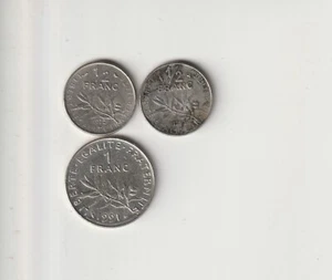 France Qty 3 Coin Lot dated 1972 - 1995 Collectible French Coins Francs Centimes - Picture 1 of 4