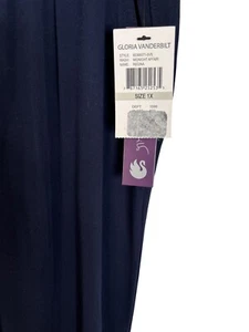 Gloria Vanderbilt Damen marineblau Kordelzug plissierte Hose Größe 1X neu mit Etikett E560 - Bild 1 von 7