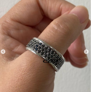 2.28ct Black Cubic Zirconia Men's Statement Thumb Ring 925 Sterling Silver