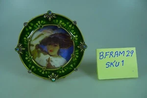 Jay Strongwater Enamel & Stone Frame,Pewter Gold Plated Enamel Swarovski Crystal - Picture 1 of 5