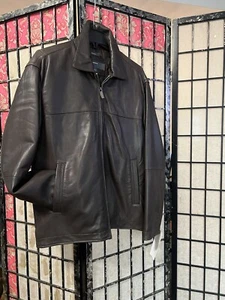 Perry Ellis Portfolio Men’s Brown Lambskin Leather Zip Up Jacket NWT Sz Small - Picture 1 of 20