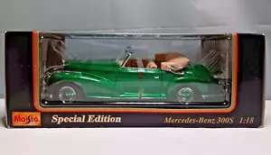 New Maisto Special Edition 1955 Mercedes-Benz 300S Cabriolet 1:18 Scale Green - Picture 1 of 7