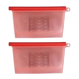 7Penn Silicone Food Storage Bag 500mL - 2pk Red 7.75 x 4in Reusable Food Bags - Picture 1 of 8