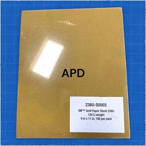 40% de descuento 100 cada hoja de papel de lija abrasivo dorado 3M 236U 9"x11" 120 grano C-Wt a granel - Imagen 1 de 3