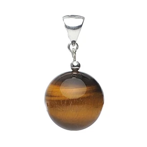 Colgante De Ojo De Tigre Real Y Plata 925, Marrón, Liso, Joyería Para Damas - Imagen 1 de 4