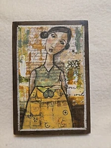 Targa artistica da parete Kelly Rae Roberts "Coraggio tranquillo" 6" x 4". Demdaco 2009 - Foto 1 di 16