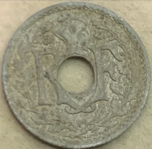 Rare 1941 France 10 Centimes - Dot & Dash Variant, Zinc, WWII Era - Picture 1 of 4