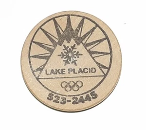 Transit Wooden Bus Token 1988 Molly Trolley Lake Placid, New York Olympic Locale - Picture 1 of 3