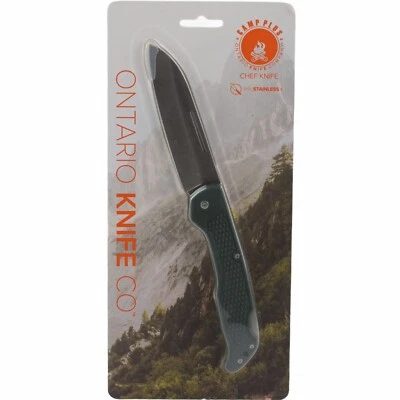 Ontario Camp Plus Chef's Lockback Folding Knife Green GFN Handle - Image 1 of 3