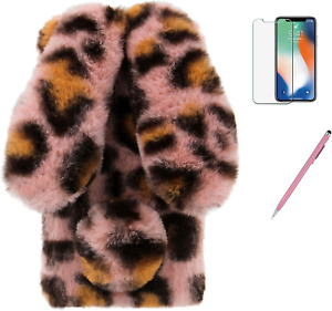 Bunny Case for Iphone 14 Pro Max 6.7, Cute Rabbit Ears Warm Fluffy Handmade Rabb