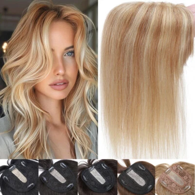 100% Remy Human Hair Topper/Toupee Hairpiece Clip In Silk Base 10"*12" CLEARANCE - Image 1 of 4