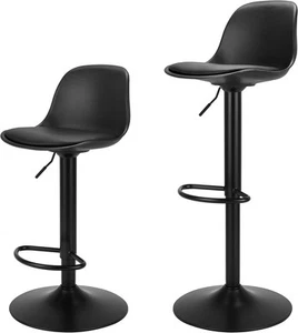 Finnhomy Bar Stools Set of 2, Swivel Barstools with Footrest and Black  - Picture 1 of 7