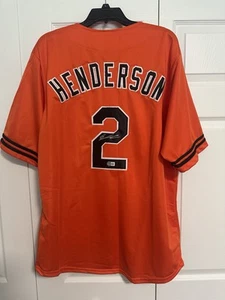Von Gunnar Henderson signiertes individuelles orangefarbenes Baltimore Baseball Trikot - BAS - Bild 1 von 4