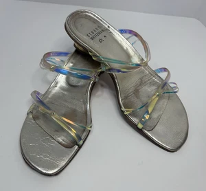 Stuart Weitzman Damen-Sandalen 6 1/2 goldfarben Hologramm goldener Riemenabsatz - Bild 1 von 8