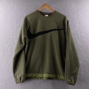 Nike Fleece Pullover Sweatshirt Green Big Swoosh Logo Men's Size M - Picture 1 of 6
