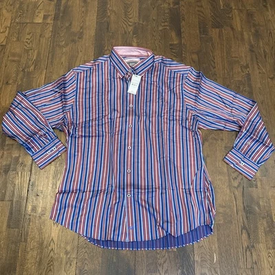 Johnston & Murphy Nuevo con Etiquetas Para Hombre Calce A Medida Manga Larga Rayas Abotonadas; Talla XL Foto 1 de 4