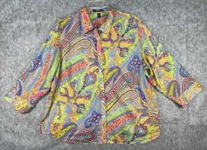 Ralph Lauren Baumwollbluse Paisley 3/4 Arm Button Down Hemd Damen 3X - Bild 1 von 9