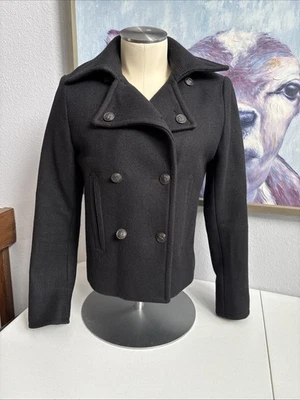 Denim & Supply Ralph Lauren Women's XS Black Wool Blend Double Breasted Pea Coat - Image 1 of 4