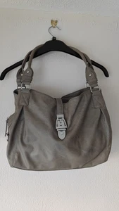 Borsa a tracolla grigia talpa media slouchy borsetta molte tasche zip fibbia magnetica - Foto 1 di 10