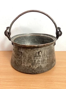Late 1800s Copper Cauldron Cooking Pot - Tinned Lined - Picture 1 of 7