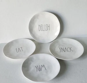Rae Dunn Melamine Plates 10"x4 Farmhouse EAT, SNACK, YUM, DELISH Plates - Picture 1 of 4