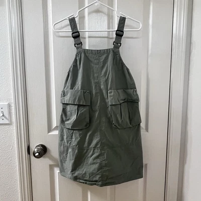 Zara Girls Green Technical Parachute Pocket Pinafore Overall Dress Size 11-12 - Image 1 of 4